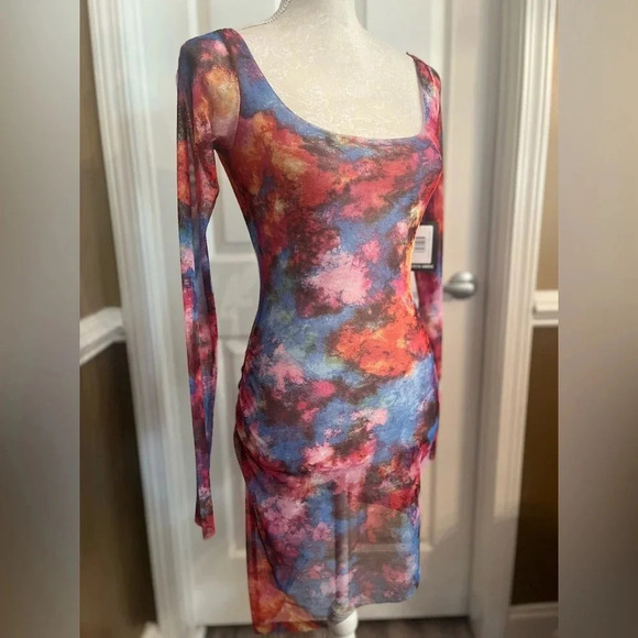 NWT Melissa Simone Yanis Mini Mesh Dress in Multi / Size M - Picture 7 of 16
